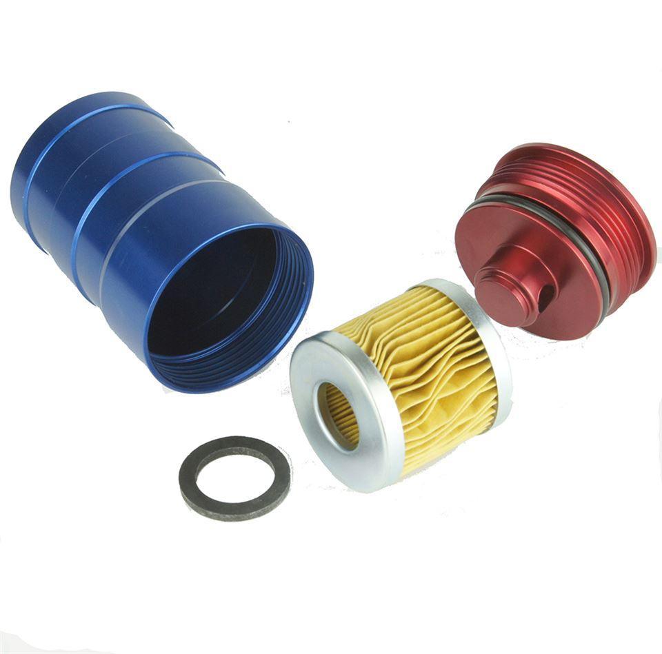 Billet Aluminium Fuel Filter Blue 95mm - Car Builder Solutions