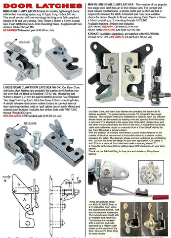 Large Bear Claw Door Latches 90mm Pair - Car Builder Solutions