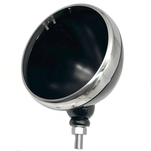 7" Gloss Black Headlamp Bowl with Stainless Rim - Car Builder Solutions