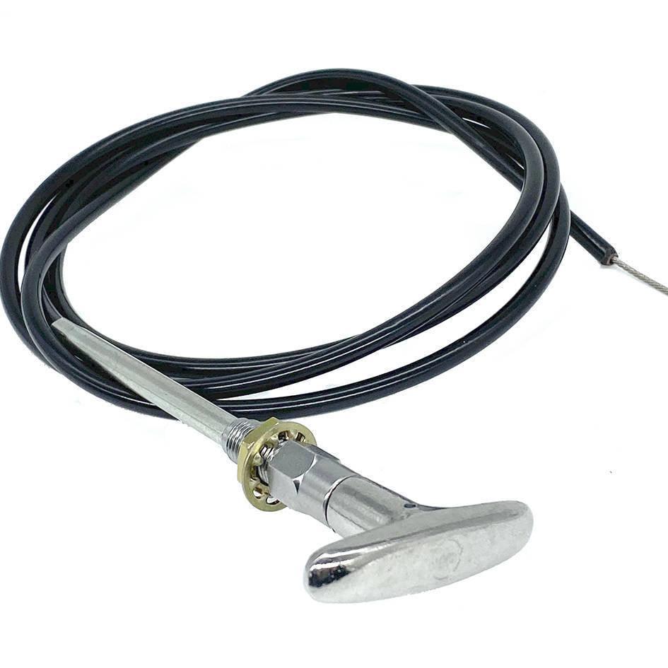 Flexible Choke / Bonnet Release Cable - Chrome T-shape Handle. - Car Builder Solutions