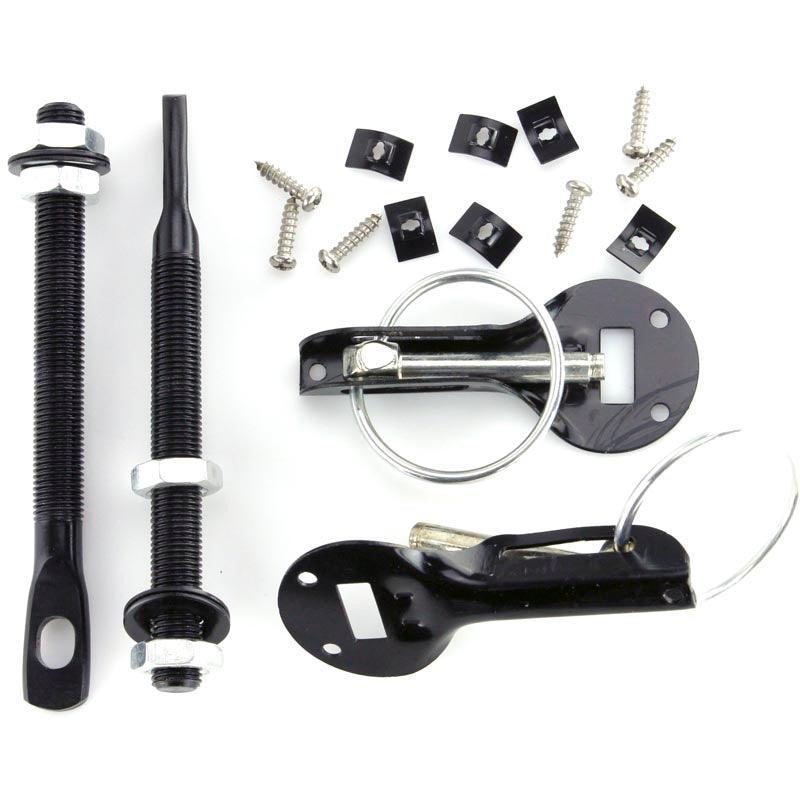 Black Sliding Retained Pin Bonnet Pin Kit - Car Builder Solutions