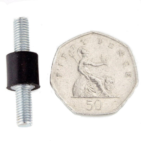 Cotton Reel Rubber Mount 10mm x 10mm. 12mm long M5 studs - Car Builder Solutions