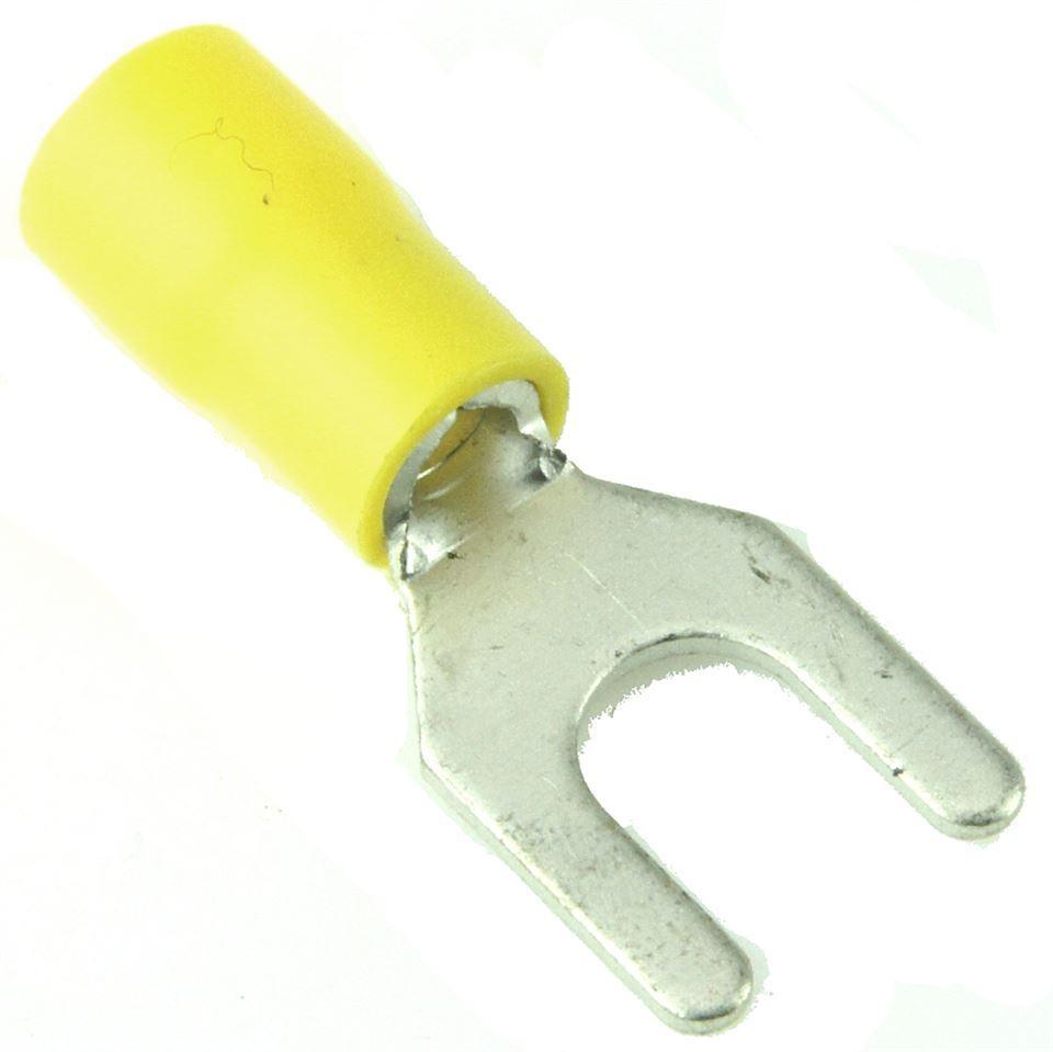 Yellow Pre Insulated Crimp Fork Terminals 50pcs - Car Builder Solutions