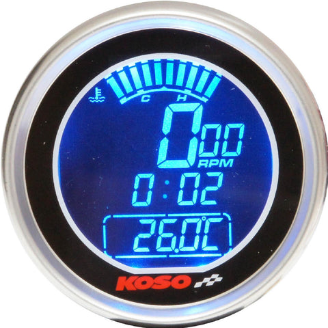 Digital Tachometer / Temp Gauge / Clock Black Face Stainless Bezel 61mm - Car Builder Solutions