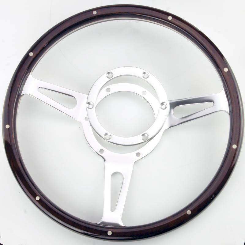 Dark Wood Rim Steering Wheel. 4 Diameters – Car Builder Solutions