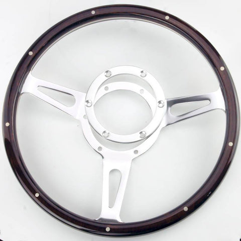 13" Dark Wood Rim Steering Wheel - Car Builder Solutions