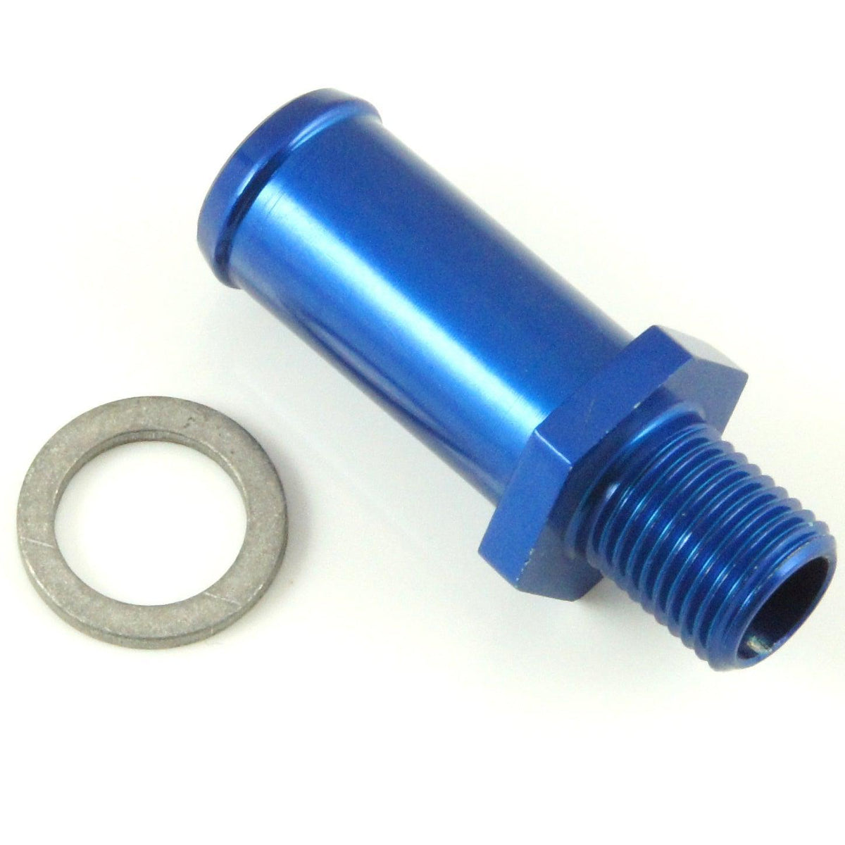 M10x1 Blue Anodised Aluminium Straight 12mm Hosetail - Car Builder Solutions