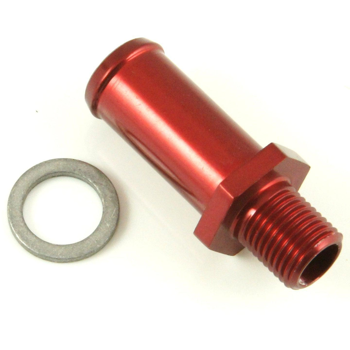 M10x1 Red Anodised Aluminium Straight 12mm Hosetail - Car Builder Solutions