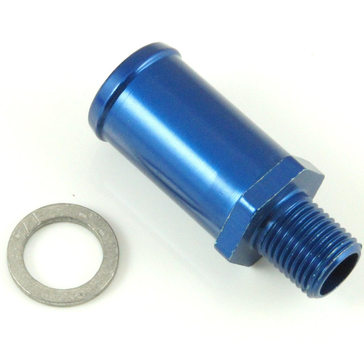 M10x1 Blue Anodised Aluminium Straight 15mm Hosetail - Car Builder Solutions