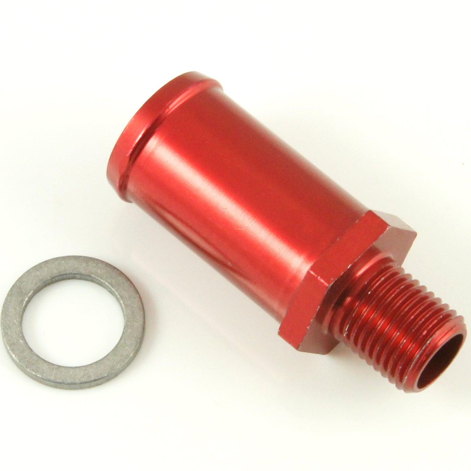 M10x1 Red Anodised Aluminium Straight 15mm Hosetail - Car Builder Solutions