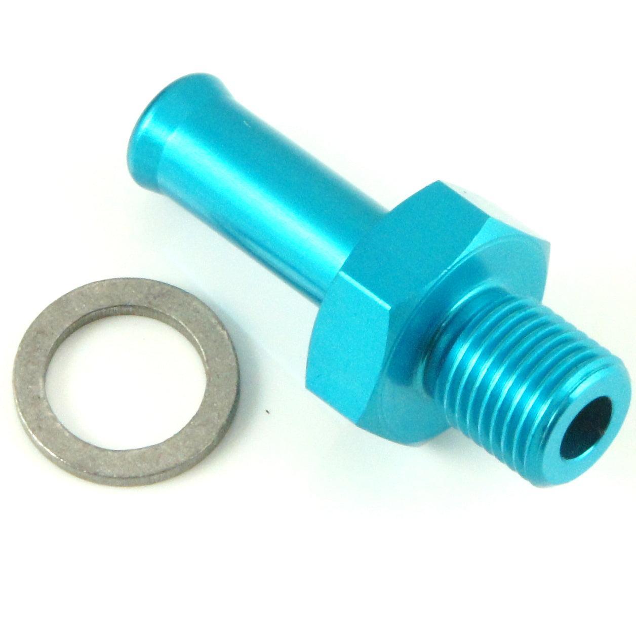 M10x1 Blue Anodised Aluminium Straight 8mm Hosetail - Car Builder Solutions