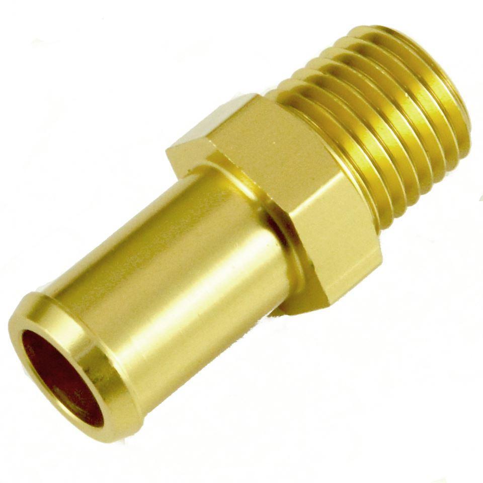 1/4 NPT Gold Anodised Aluminium Straight 12mm Hosetail - Car Builder Solutions