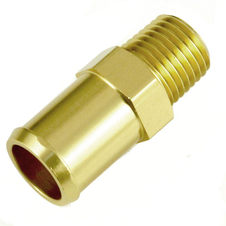 1/4 NPT Gold Anodised Aluminium Straight 15mm Hosetail - Car Builder Solutions