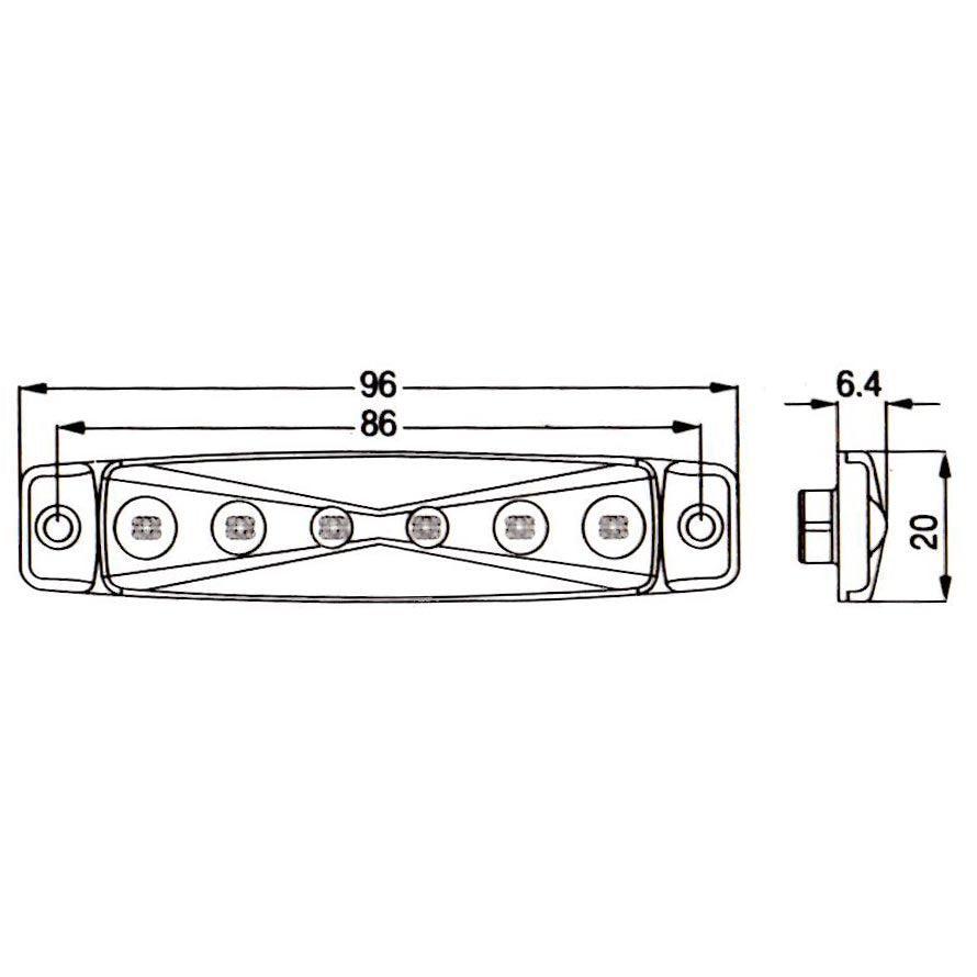 96mm Amber LED Side Marker / Side Repeater - Car Builder Solutions