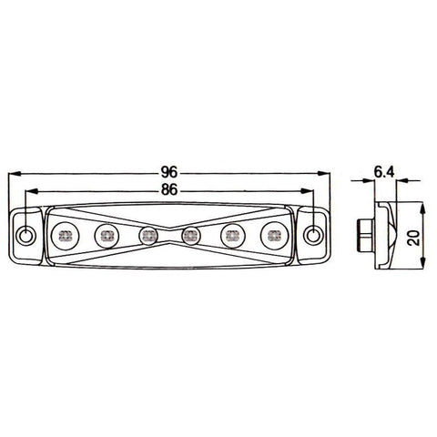 96mm Amber LED Side Marker / Side Repeater - Car Builder Solutions