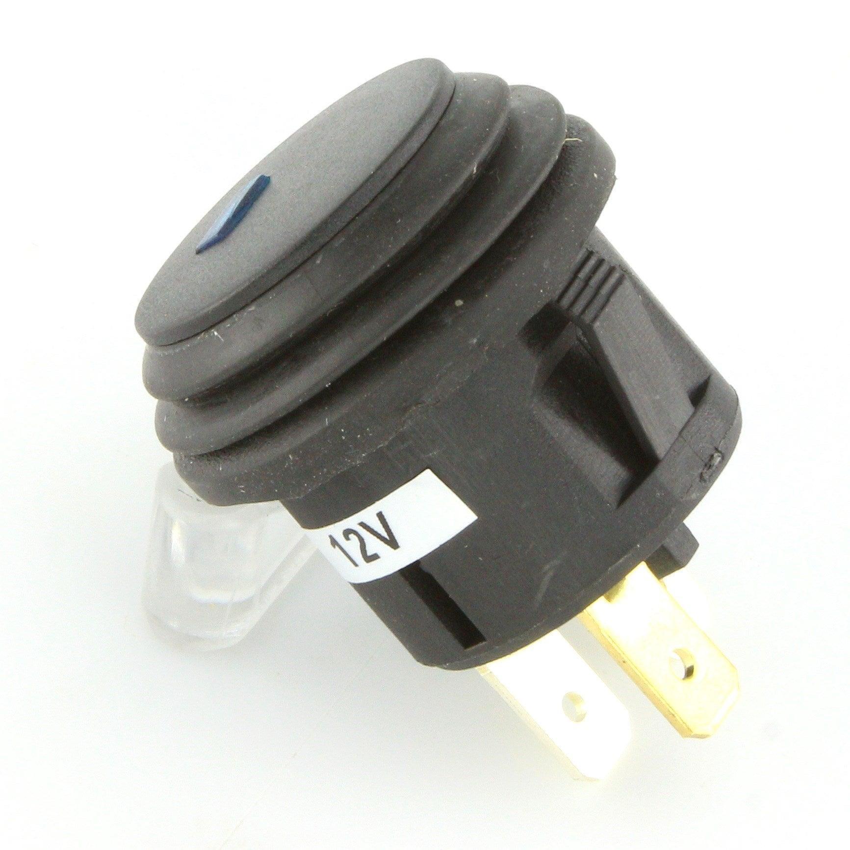 Black LED Illuminated Latching Push Button Switch Blue - Car Builder Solutions