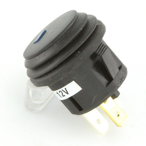 Black LED Illuminated Latching Push Button Switch Blue - Car Builder Solutions