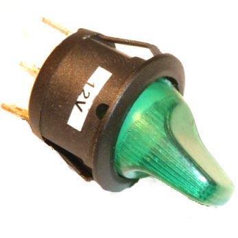 Round Toggle Switch Illuminated Green - Car Builder Solutions