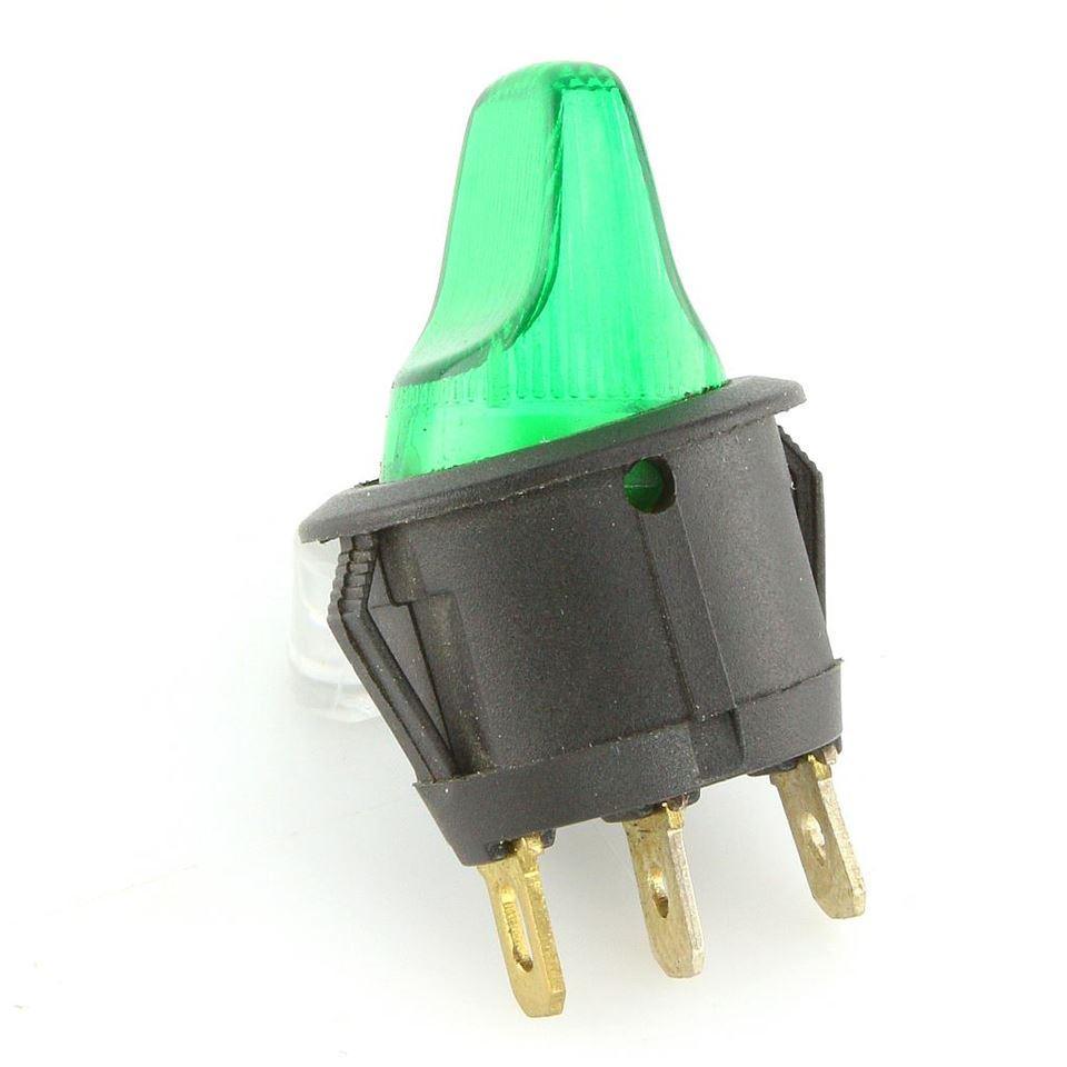 Round Toggle Switch Illuminated Green - Car Builder Solutions