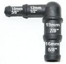 Black Nylon Stepped Elbow 10/12mm - 19/15mm - Car Builder Solutions