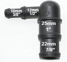 Black Nylon Stepped Elbow 10/12mm - 25/22mm - Car Builder Solutions