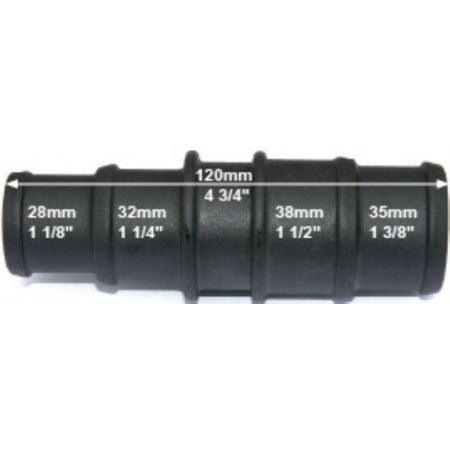 Black Nylon Stepped Reducer Joiner 28/32mm - 38/35mm - Car Builder Solutions