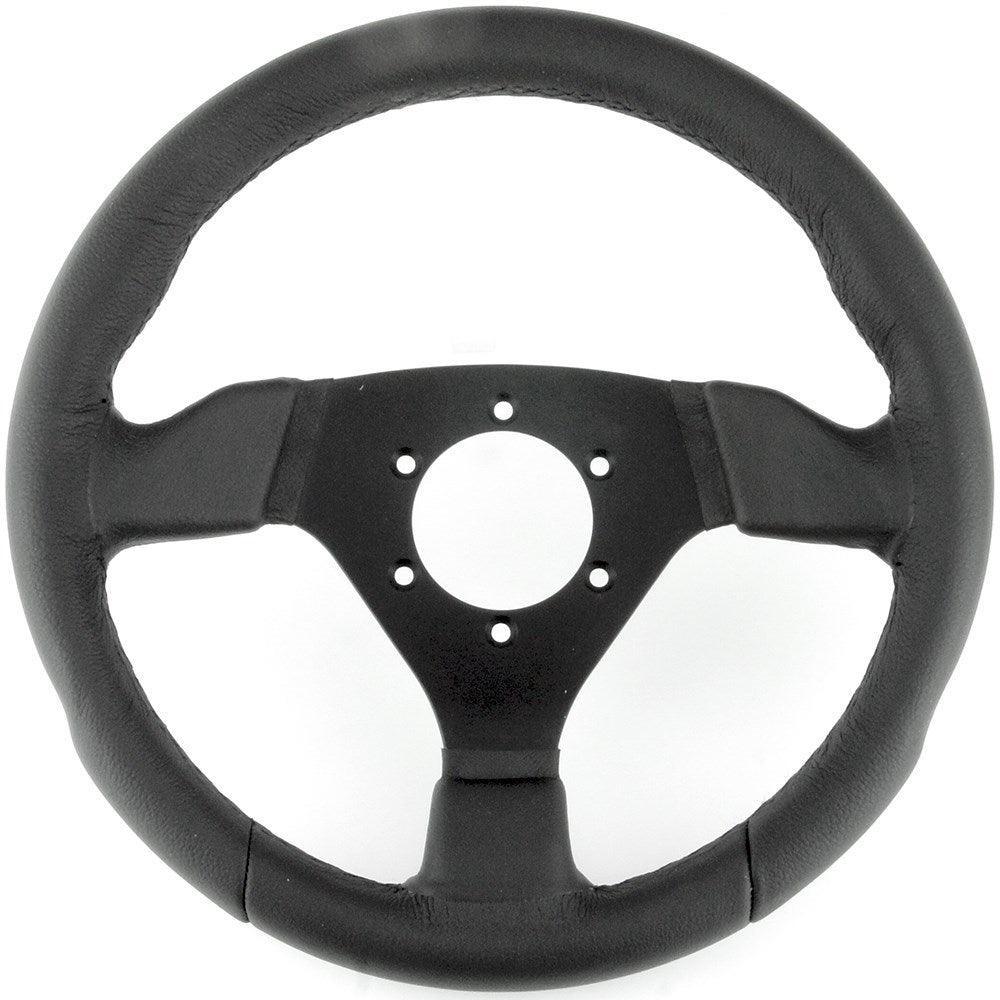 300mm Black Leather Steering Wheel - Car Builder Solutions