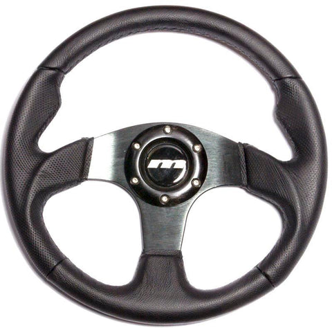 320mm Steering Wheel Brushed Black Aluminium - Car Builder Solutions