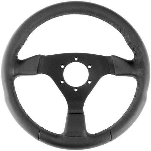 330mm Black Leather Steering Wheel - Car Builder Solutions