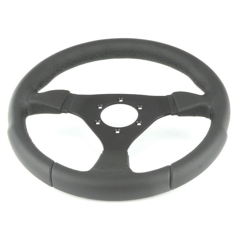 330mm Black Leather Steering Wheel - Car Builder Solutions