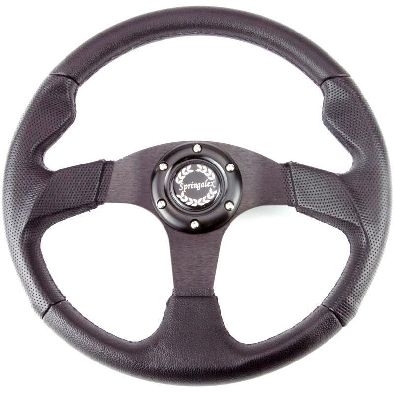 345mm Vinyl Steering Wheel Black Anodised Aluminium - Car Builder Solutions