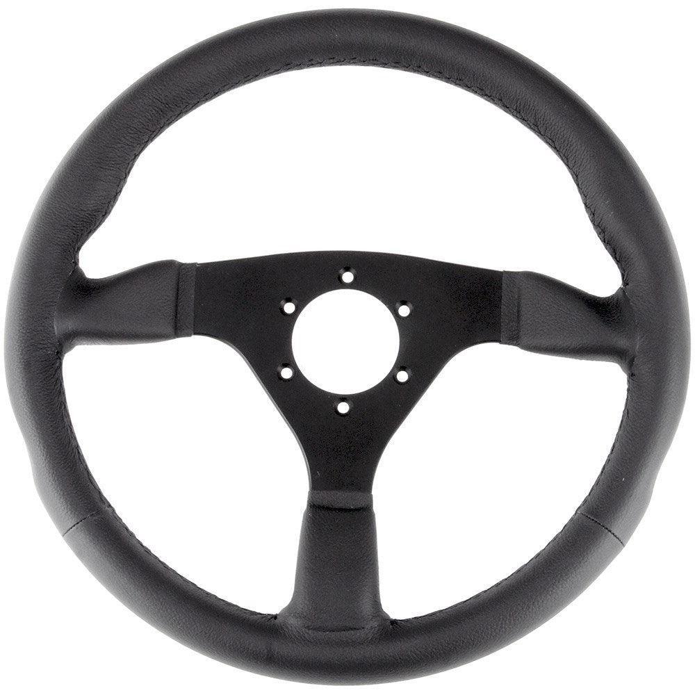 350mm Black Leather Steering Wheel - Car Builder Solutions