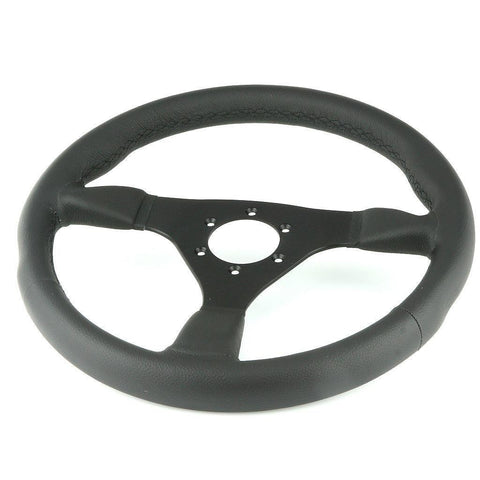 350mm Black Leather Steering Wheel - Car Builder Solutions